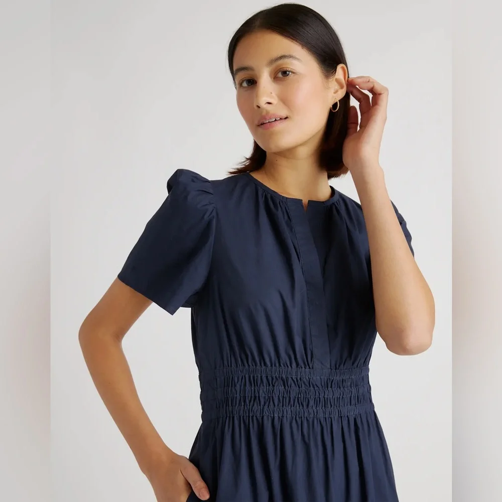 NEW Quince 100% Organic Cotton Poplin Tiered V-Neck Short Sleeve Maxi Dress sz S - Picture 6 of 13